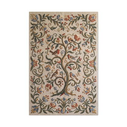 Folk Art Botanical Tree Embroidery Panel Wall Art & Canvas Print