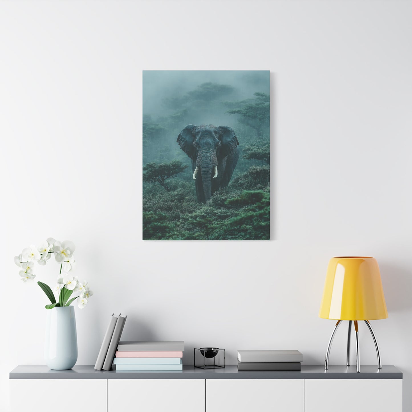 Elephant Rainforest Monsoon Portrait Wall Art & Canvas Print