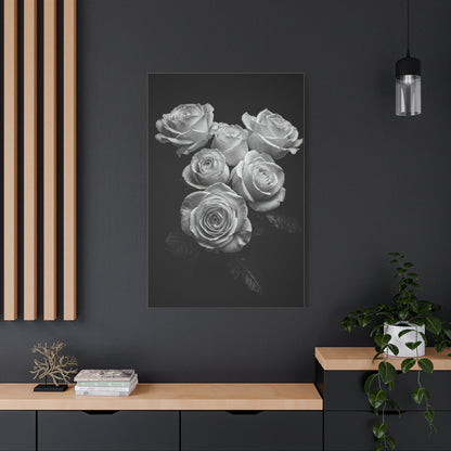 Classic White Rose Bouquet Monochrome Wall Art & Canvas Prints