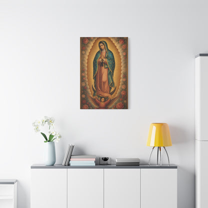 Our Lady of Guadalupe Floral Sacred Icon Wall Art & Canvas Print