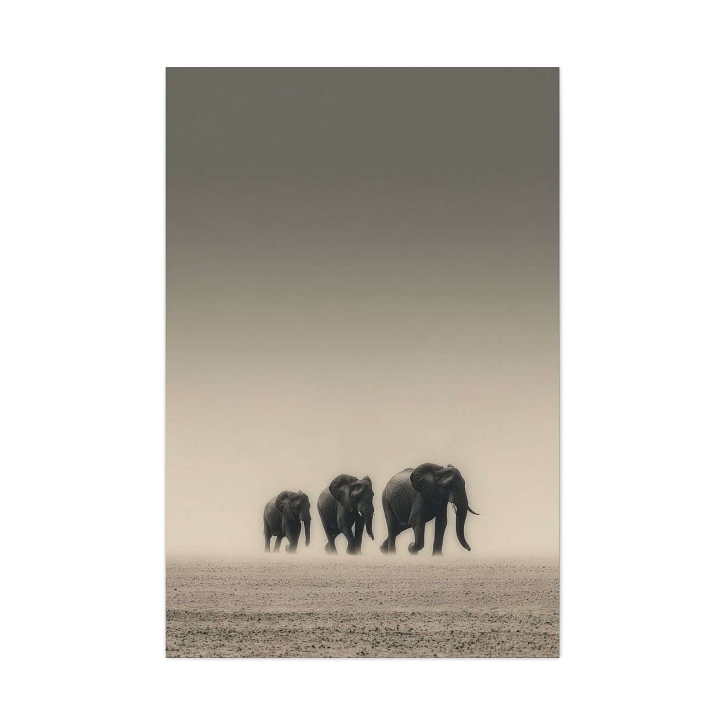Minimal Elephant Family Dune Crossing Wall Art & Canvas Print