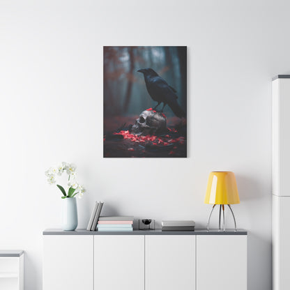 Crow on Weathered Skull Wall Art & Canvas Print