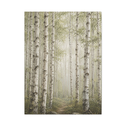 Light Birch Woodland Minimal Landscape Trees Wall Art & Canvas Print