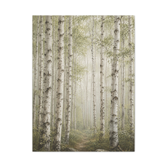Light Birch Woodland Minimal Landscape Trees Wall Art & Canvas Print