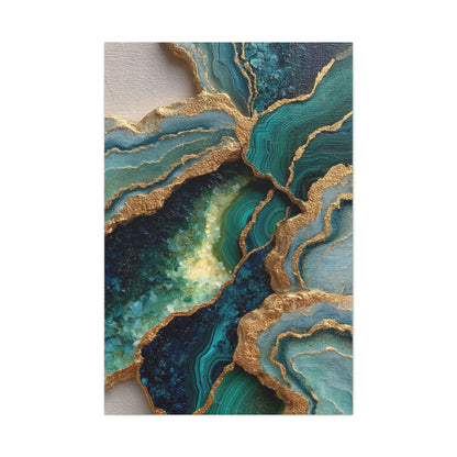 Malachite Emerald & Gold Geode Abstract Wall Art & Canvas Print