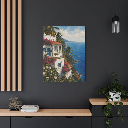Mediterranean Coastal Villa Escape Tropical Wall Art & Canvas Print