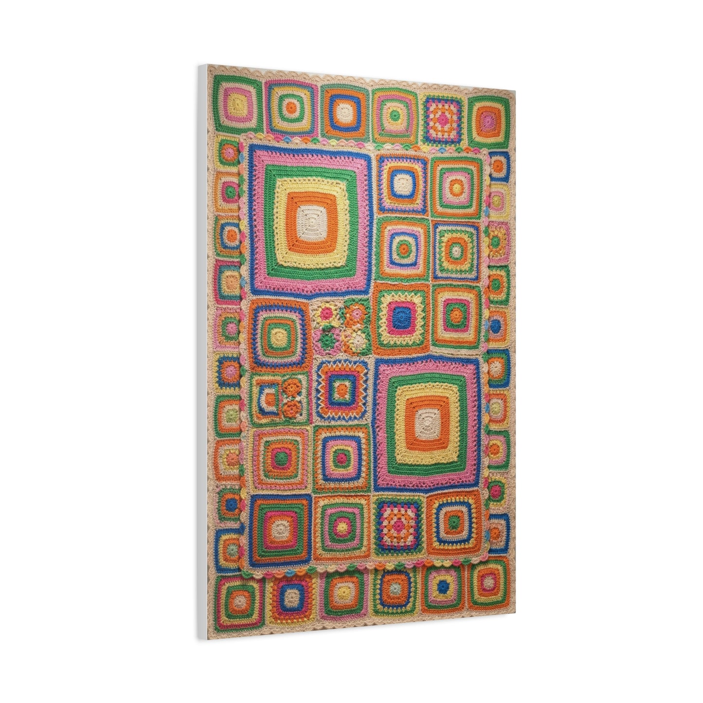 Joyful Granny-Square Patchwork Wall Art & Canvas Print