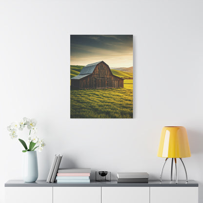 Sunlit Meadow Barn Landscape Wall Art & Canvas Prints