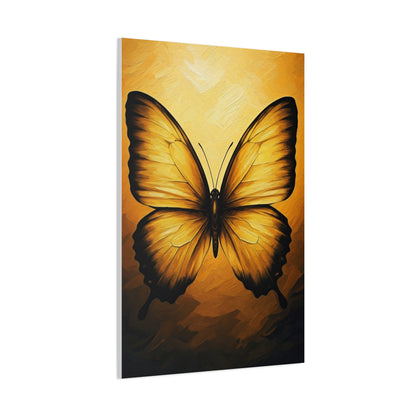 Golden Minimal Butterfly Silhouette Wall Art & Canvas Prints