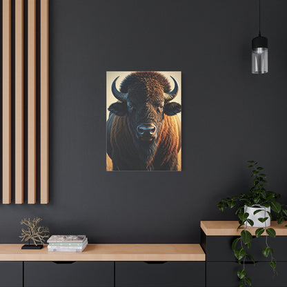 Golden Light American Bison Portrait Wall Art & Canvas Print