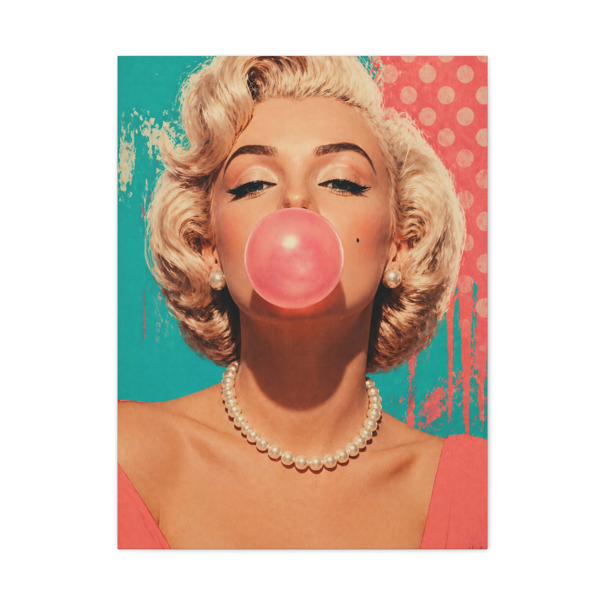 Retro Pop Glam Bubble Portrait Wall Art & Canvas Print