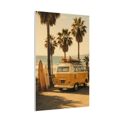 Vintage Coastal Surf Van Nostalgia Scene Wall Art & Canvas Print