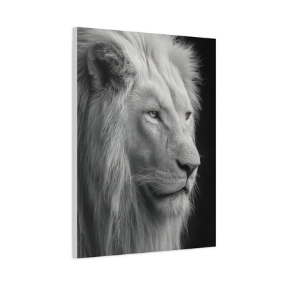 White Lion Monochrome Close Portrait Wall Art & Canvas Print