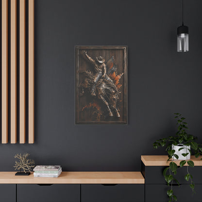 Rodeo Bronc Rider Metal Relief Panel Wall Art & Canvas Print