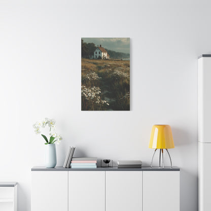 White Farmhouse Wildflower Meadow Wall Art & Canvas Print
