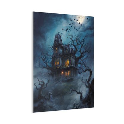 Haunted Victorian House Under the Full Moon Wall Art & Canvas Print