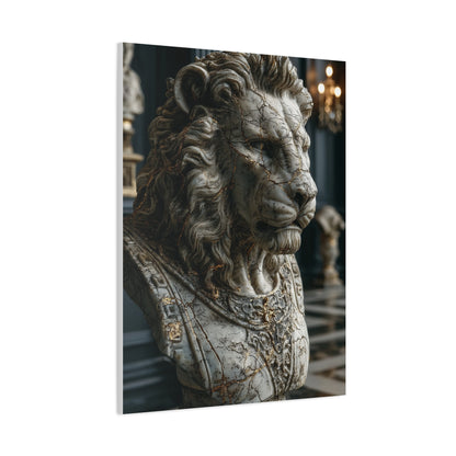 Marble Lion Bust Royal Sculpture Wall Art & Canvas Print