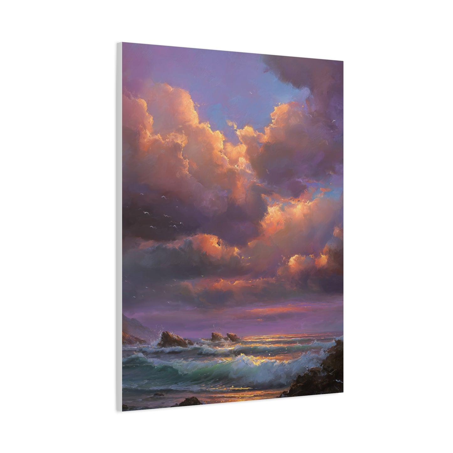 Painterly Coastal Sky and Rolling Waves Wall Art & Canvas Print