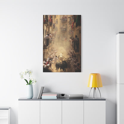 Running of the Bulls Festival Charge Wall Art & Canvas Print