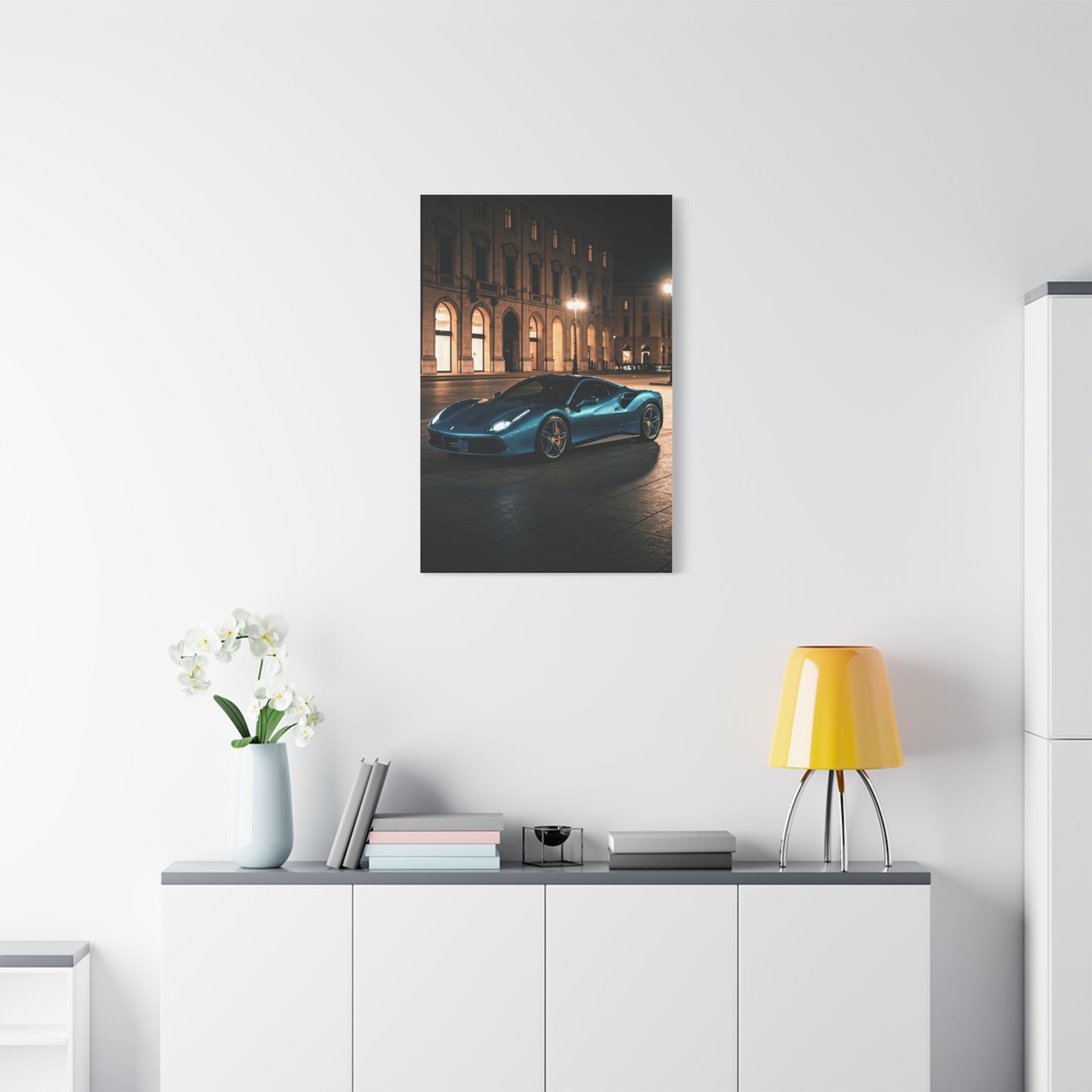 Ferrari 488 GTB Night City Square Wall Art & Canvas Prints